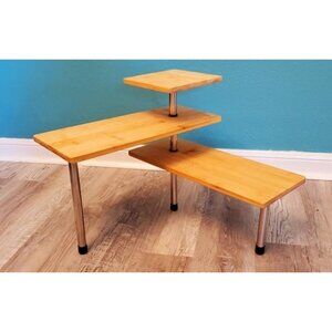 New 3 Tier Corner Shelf Bamboo & Metal Storage Spice Rack-Desk Bookshelf
